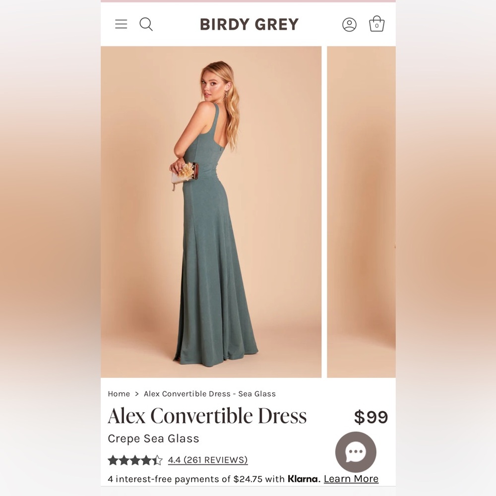 NWT Birdy Grey Alex Convertible Dress in Crepe Sea Glass